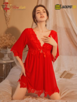 Sexy Lace V-Neck Bow Nightgown – Elegant Soft Lace Sleepwear - Image 29