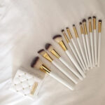 Goddess Glow – White & Gold 12-Piece Brush Kit with Studded Faux Leather Holder - Image 4