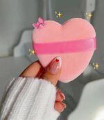 2 pcs Cute Soft Heart Shaped Velvet Powder Puff Portable Heart Shaped Makeup Puff Soft Powder Puff - Image 2