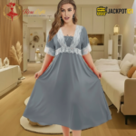 Elegant Lace Contrast Satin Nighty – Soft Comfort Luxury Wear - Image 20