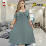 Elegant Ruffle Detail Satin Nighty – Premium Comfort Wear - Image 20