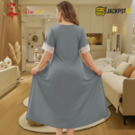 Elegant Lace Contrast Satin Nighty – Soft Comfort Luxury Wear - Image 21