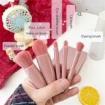 5pcs Travel Size Makeup Brushes Set with Case & Mirror - Image 2