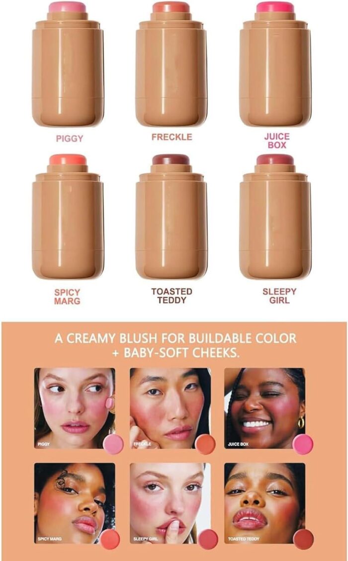 6 color HUDAMOJI Pocket Blush Stick – 3-in-1 Natural Makeup Stick - Image 2