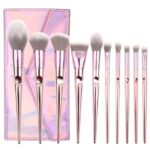 O.TWO.O Chrome Makeup Brush Set – 10Pcs Professional Kit - Image 3