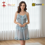 Women’s Sexy Lace Baby Doll Nighty – Ice Blue - Image 3