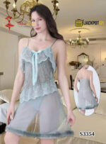 Women’s Sexy Lace Baby Doll Nighty – Ice Blue
