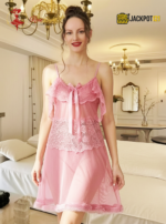 Women’s Sexy Lace Baby Doll Nighty – Pink (Free Size) - Image 2
