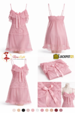 Women’s Sexy Lace Baby Doll Nighty – Pink (Free Size) - Image 10