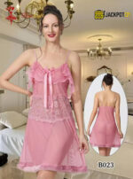 Women’s Sexy Lace Baby Doll Nighty – Pink (Free Size)