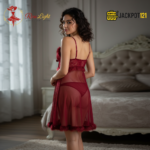 Women’s Sexy Lace Baby Doll Nighty – Wine Red - Image 8