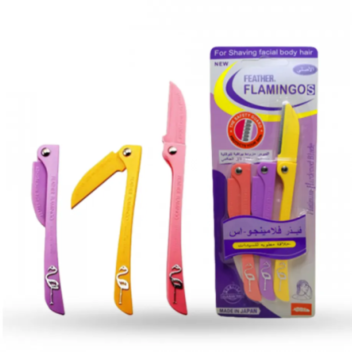 Pack of 3 Feather Flamingo Facial Touch-up Razor - Gentle and Precise Hair Removal for Smooth, Radiant Skin 3-Piece Facial Touch-up Razor | Flamingo Facial Razors - Image 4