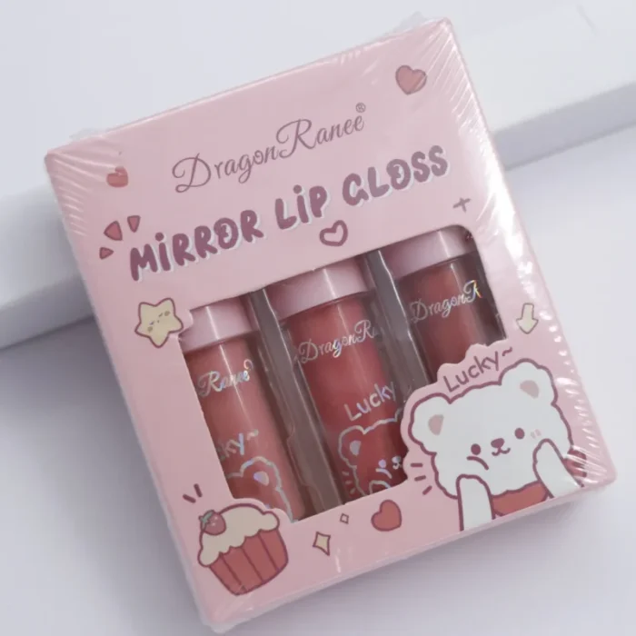 3Pcs Glossy Lip Gloss Moisturizing Dry Resistance Lipstick Woman Sparkling Cartoon Lip Makeup - Image 2