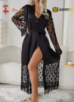 Lace Style Satin Silk Long Gown – Elegant Luxury Nightwear for Women