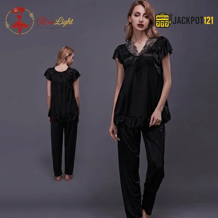 Women's Soft Comfortable Satin Silk Pajama Set - Image 5