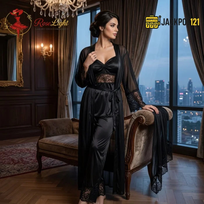 Elegant Nightie Satin Silk Smooth Pajama Set – Luxury Soft Lounge & Sleepwear - Image 11