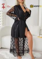 Lace Style Satin Silk Long Gown – Elegant Luxury Nightwear for Women - Image 2