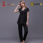 Women's Soft Comfortable Satin Silk Pajama Set - Image 6