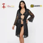 Bridal Maxi Lace Sleeves Satin Kimono Robe – Luxury Bridal Dressing Gown - Image 3