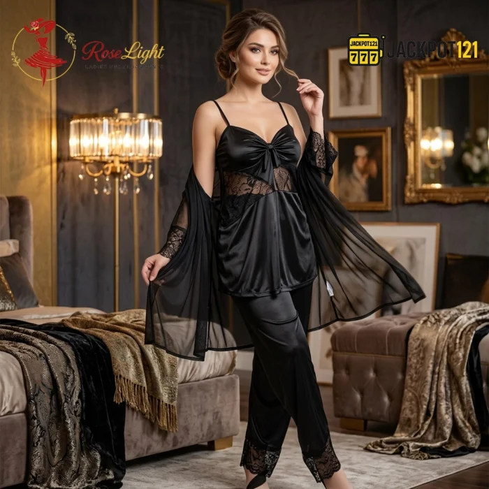 Elegant Nightie Satin Silk Smooth Pajama Set – Luxury Soft Lounge & Sleepwear - Image 12
