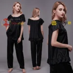 Ladies Stylish Comfy Satin Silk Sleepwear Pajama Set - Image 3