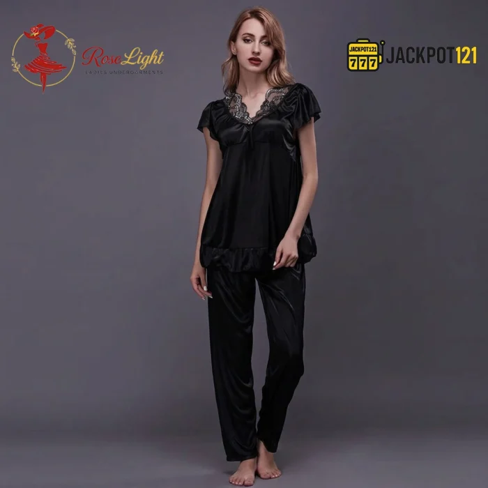 Women's Soft Comfortable Satin Silk Pajama Set - Image 7