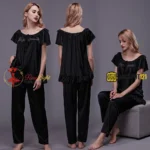 Ladies Stylish Comfy Satin Silk Sleepwear Pajama Set - Image 4