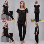 Ladies Stylish Comfy Satin Silk Sleepwear Pajama Set - Image 5