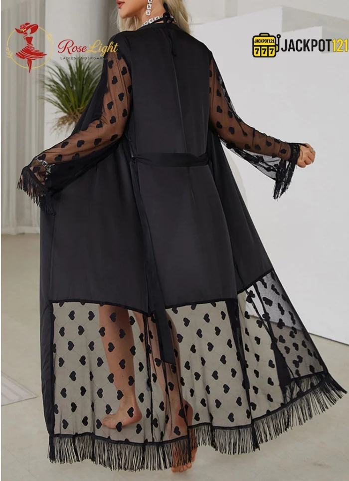 Lace Style Satin Silk Long Gown – Elegant Luxury Nightwear for Women - Image 6