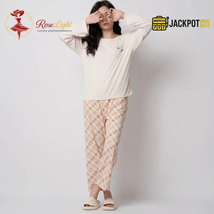 Check Printed Comfort Soft Cotton Night Set – Full Sleeve Pajama Suit - Image 2