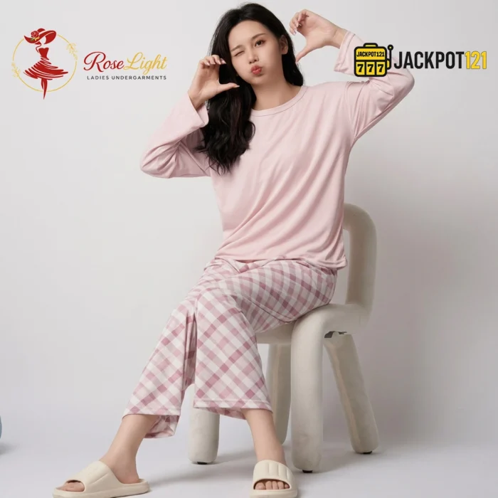 Check Printed Comfort Soft Cotton Night Set – Full Sleeve Pajama Suit - Image 7