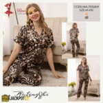 Cheeta Print Button Up Pajama Set Sleepwear – Luxury Satin Lounge Set