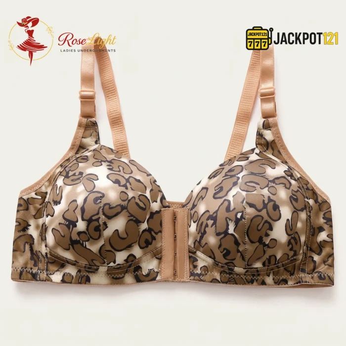 Cheeta Printed Front Open Padded Bra - Image 5