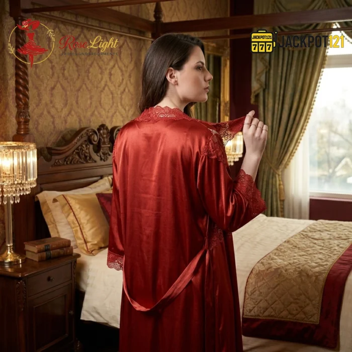 Ladies Satin Silk Beautiful Comfy 2-Pcs Nightwear Lingerie - Image 12