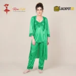 Satin Silk 2-Pcs Long Nightwear Lingerie