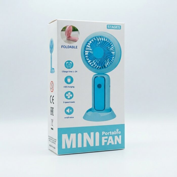 JL-8832 Rechargeable Portable Mini Fan with LED Light – Type-C USB, 3 Speed Quiet Cooling Fan - Image 4