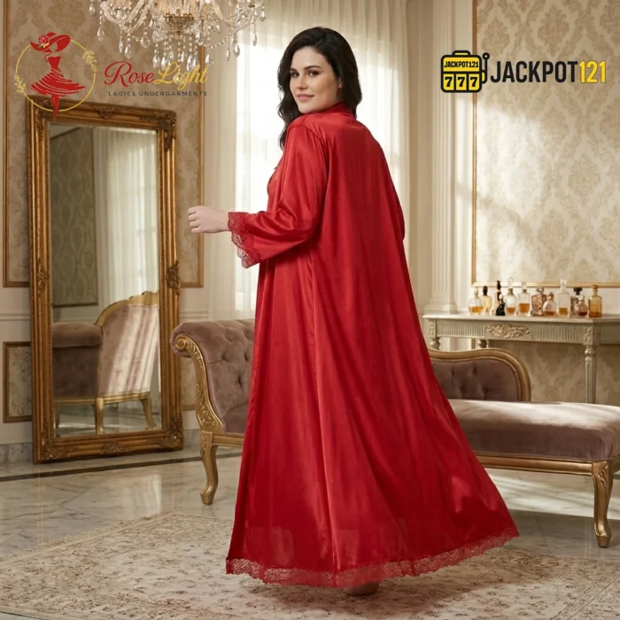 Ladies Beautiful 2-Pcs Satin Silk Nightwear Satin Silk Lingerie - Image 7