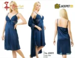 Ladies Floral Design Satin Silk 2-Pcs Long Nightwear Lingerie – Elegant Robe Set