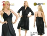 Ladies Floral Design Satin Silk 2-Pcs Long Nightwear Lingerie – Elegant Robe Set - Image 4