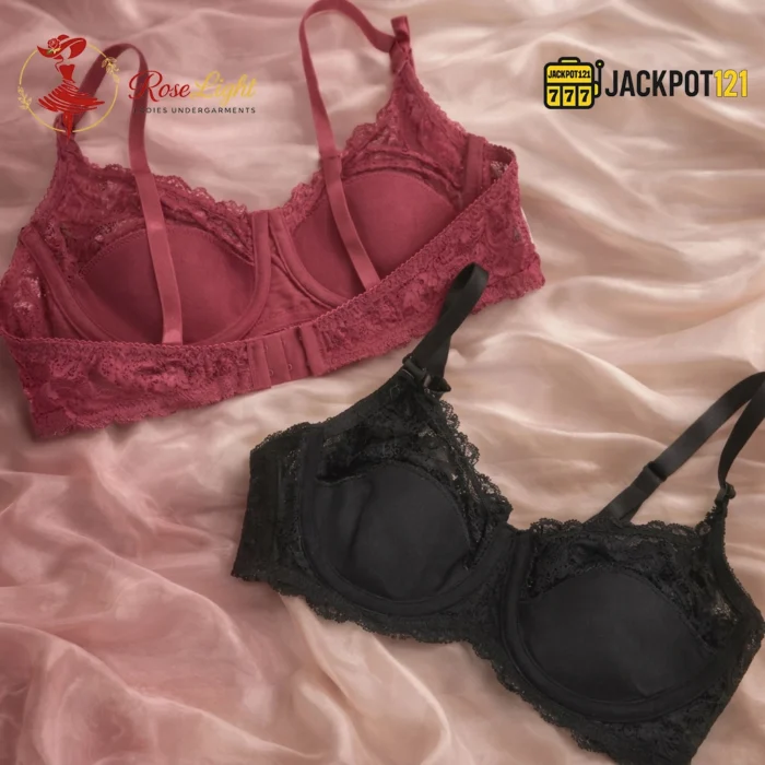 Ladies Floral Lace Design Wired Thin Padded Bra - Image 2