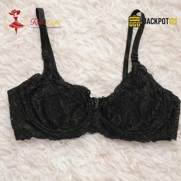 Ladies Floral Lace Design Wired Thin Padded Bra - Image 7