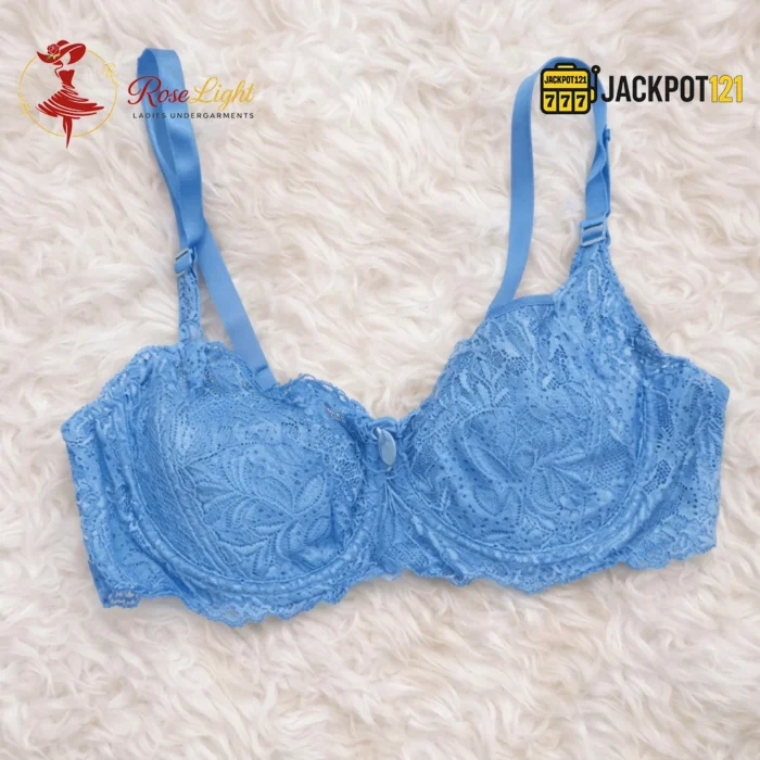 Ladies Floral Lace Design Wired Thin Padded Bra - Image 9