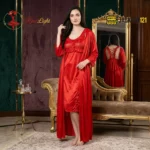 Long Satin Silk Design Bridal Nighty