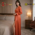 Luxury V Style Lace Design Nightdress Gown - Image 3