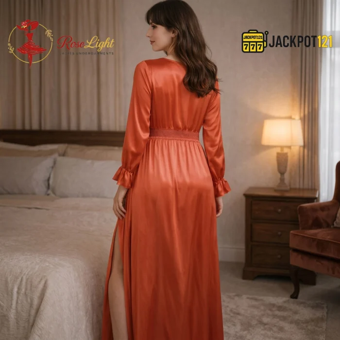 Luxury V Style Lace Design Nightdress Gown - Image 5