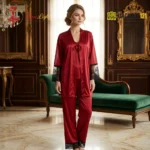 Elegant Nightie Satin Silk Smooth Pajama Set – Luxury Soft Lounge & Sleepwear - Image 18