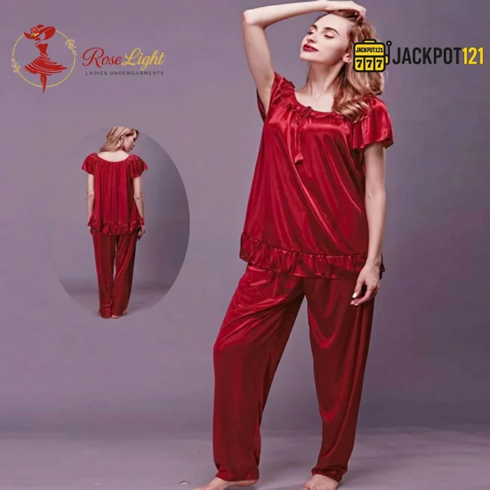 Ladies Stylish Comfy Satin Silk Sleepwear Pajama Set - Image 6
