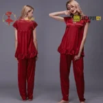 Women's Soft Comfortable Satin Silk Pajama Set