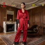 Elegant Nightie Satin Silk Smooth Pajama Set – Luxury Soft Lounge & Sleepwear - Image 19
