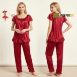 Ladies Stylish Comfy Satin Silk Sleepwear Pajama Set - Image 7